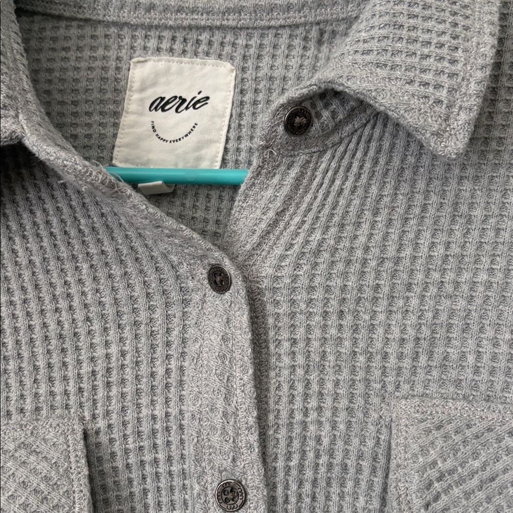 Aerie LumberJane Waffle Button Up Shirt - Picture 3 of 4